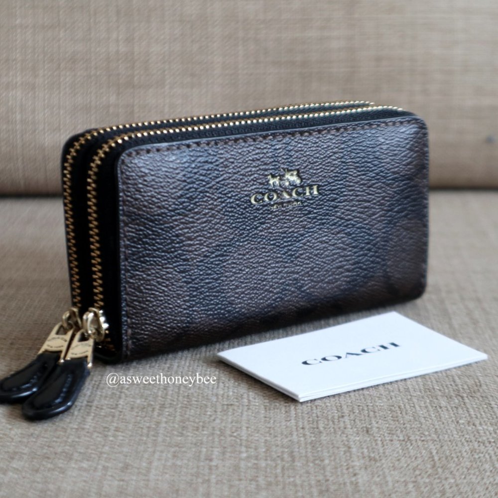 *NEW* COACH ZIP AROUND CARD WALLET - SIGNATURE CANVAS